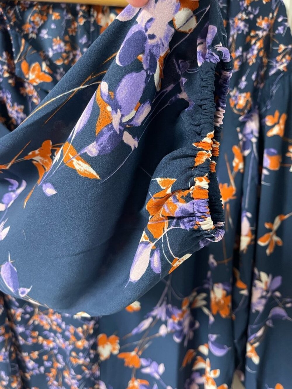 Zac & Rachel Long-Sleeve Navy Floral Blouse with Lavender & Orange Blossoms - Picture 6 of 16